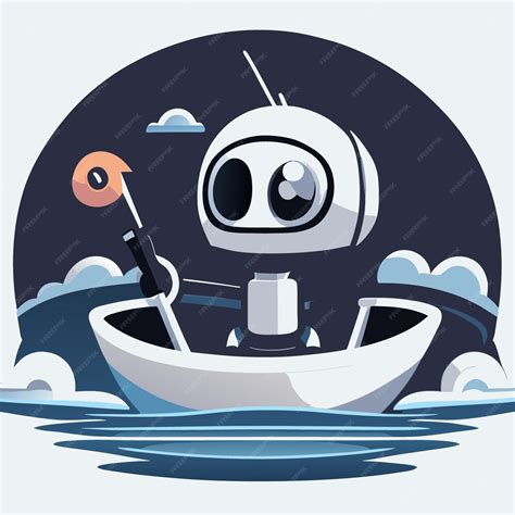 Premium Vector Robot On The Boat Vector Illustration Cartoon