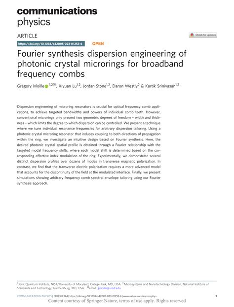 Pdf Fourier Synthesis Dispersion Engineering Of Photonic Crystal