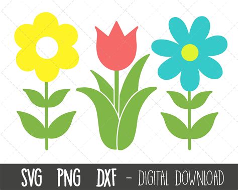 Spring Flower Svg Bundle Flower Svg Flower Clipart Spring Etsy