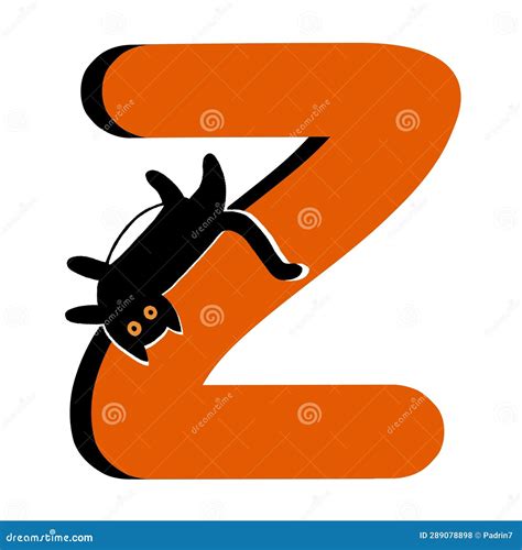 Capital Letter Zorange Alphabet Clipart With Black Cat Stock