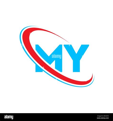 My M Y Letter Logo Design Initial Letter My Linked Circle Upercase Monogram Logo Red And Blue