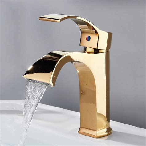 Bathroom Faucets Waterfall Solid Brass Single Handle Hot And Cold Water Mixer Tap Single