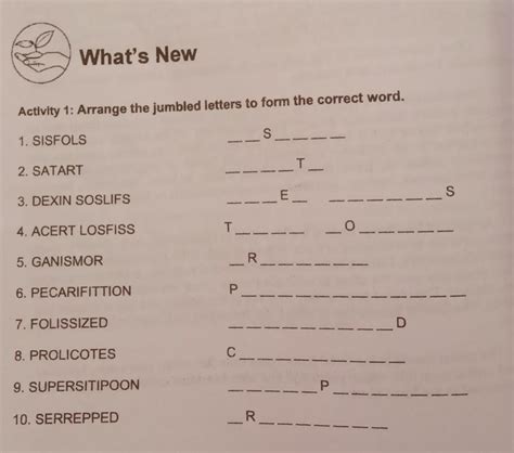 Activity Arrange The Jumbled Letters To Form The Correct Word