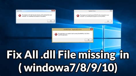 How To Fix All Dll Files Missing Error In Windows Pc Windows