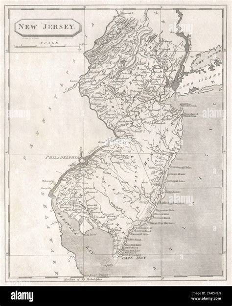 New Jersey State Map By Arrowsmith Lewis 1812 Old Antique Plan Chart