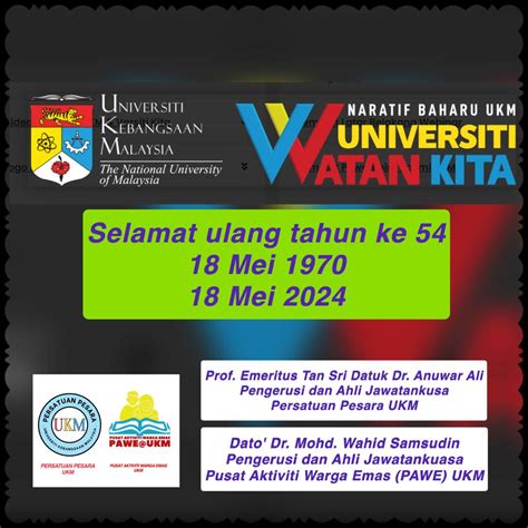 Selamat Menyambut Ulang Tahun Ke Ukm Persatuan Pesara Ukm