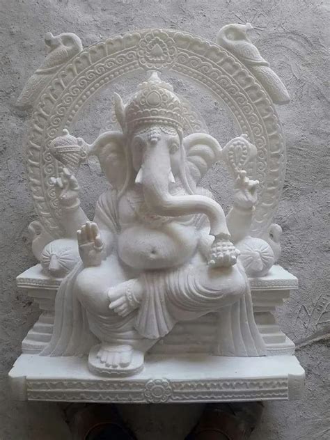 White Marble Ganesh Statue Size 21 Inch Packaging Type Wooden Box