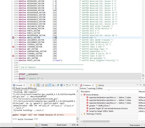 Getting Error In The Msp430f247 H File Expected Declaration