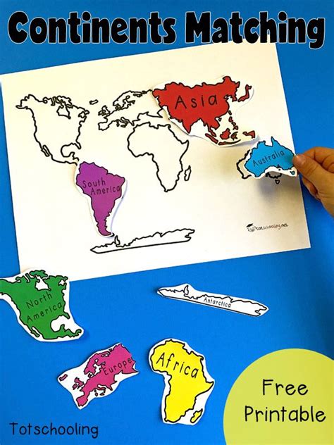 7 Continents Of The World Matching Activity Preschool Social Studies