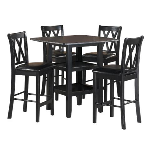 Galena 5-Piece Square Black Wood Top Counter Height Dining Room Set, 1 - Kroger