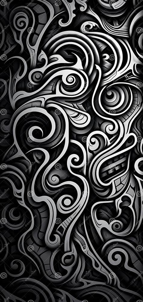 Amazing Black and White Maori Pattern Stock Illustration - Illustration of abstract, background ...