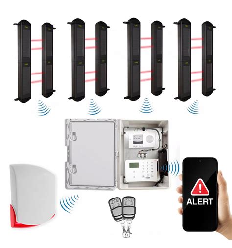 4G Wireless Perimeter Alarm Kit 2 With 2B Solar Beams Loud Siren