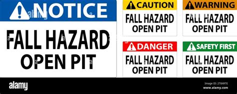 Caution Sign Fall Hazard Open Pit Stock Vector Image And Art Alamy