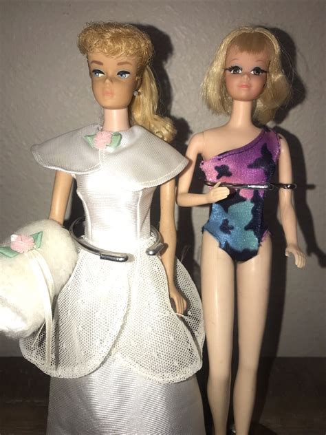 1959 Vintage Blonde Ponytail Barbie Doll W Blue Eyeshadow 1966 Eyelash