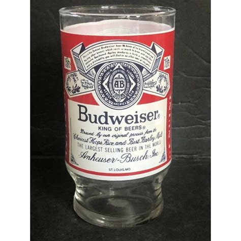 Vintage Budweiser Label Beer Glass 12oz Etsy