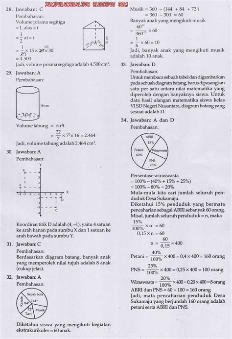 Soal Try Out Matematika Kelas 6 2019 Dan Kunci Jawaban LEMBAR EDU