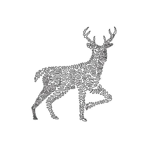 Continuous Line Drawing Design Vector Illustration Style Of Beautiful Antlers Deer Stock Vector