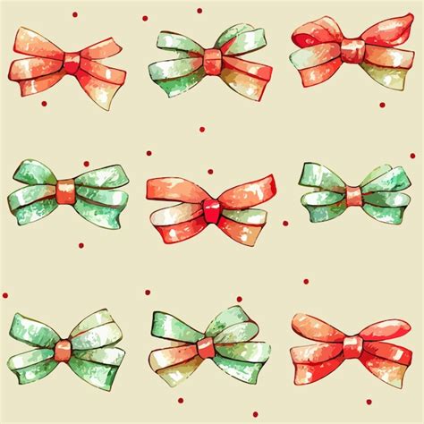 Premium Vector Seamless Pattern Christmas Bows Aquarelle Xmas Bow