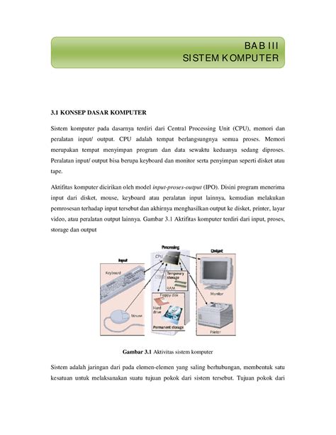 Bab Iii Sistem Komputer Konsep Dasar Komputer Sistem Komputer Pada