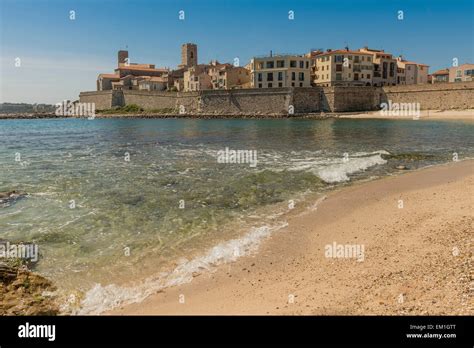 Antibes Old Town From Across The Golden Sands Of Plage De La Gravette