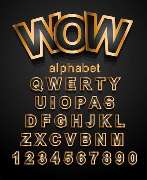 Fuente Del Alfabeto Efecto Dorado Con Letras Y N Meros Vector Premium