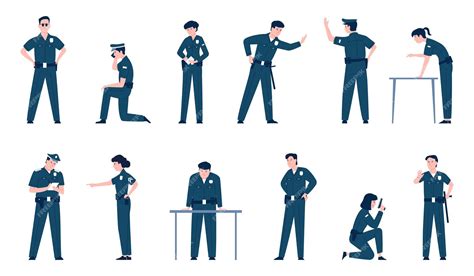 Premium Vector Policeman Characters Police Agent And Security Officer