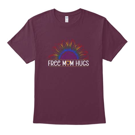 Free Mom Hugs Gay Pride LGBTQ Daisy Rainbow Flower Hippie Gift Ideas T