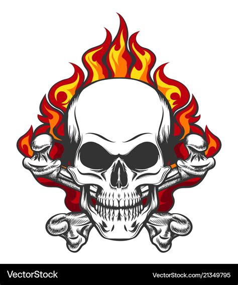 Skull In Flame Royalty Free Vector Image Vectorstock