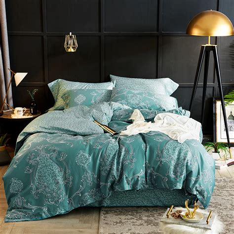 2018 Fashion Dark Green Bohemian Bedding Set Soft Egyptian Cotton Duvet