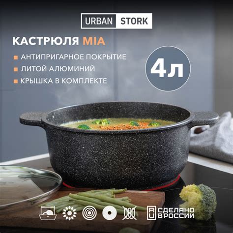 Кастрюля с крышкой алюминиевая c антипригарным покрытием 4 л inhouse ...