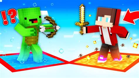 Jj Vs Mikey On Chunk Lava Vs Water Challenge In Minecraft Maizen Youtube