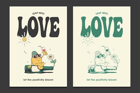 Premium Vector Retro S Posters With A Cute Cartoon Character Vector