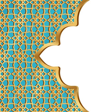 Ramadan Bleu Tosca Or Motif Frontière Islamique Png PNG Frontière