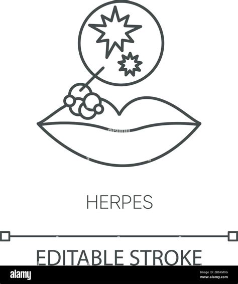 Icono Lineal Perfecto De Herpes Pixel Ilustración Personalizable De Línea Fina Infección De La