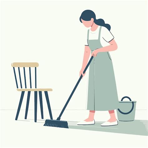 Vector De La Madre Barriendo El Suelo Con Un Estilo De Dise O Plano