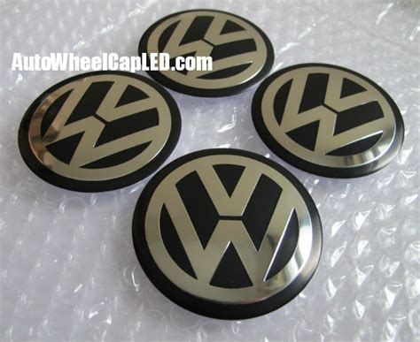 Vw Volkswagen Mm Black Chrome Silver Wheel Center Caps Roundels