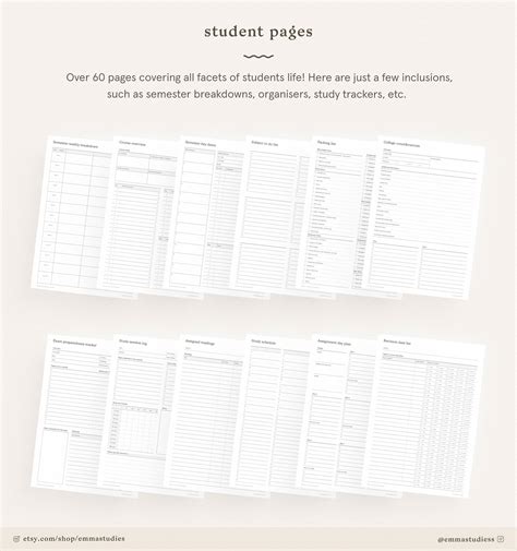 Ultimate Student Study Organiser Pack College University Etsy Australia