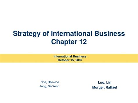 PPT Strategy Of International Business Chapter 12 PowerPoint