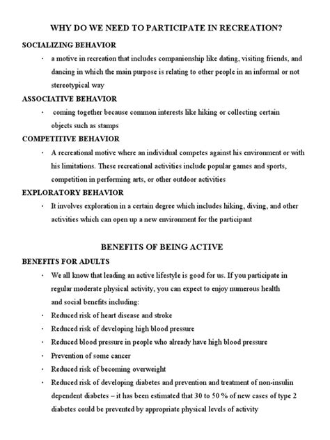 Benefits Of Being Active Pdf Chess Recreation