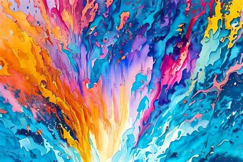 Water Color Or Oil Painting Fine Art Illustration Of Abstract Splash