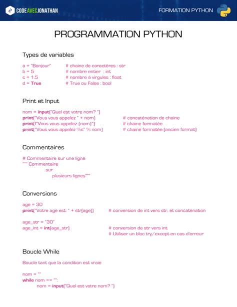 Programmation Python Fiche Recap