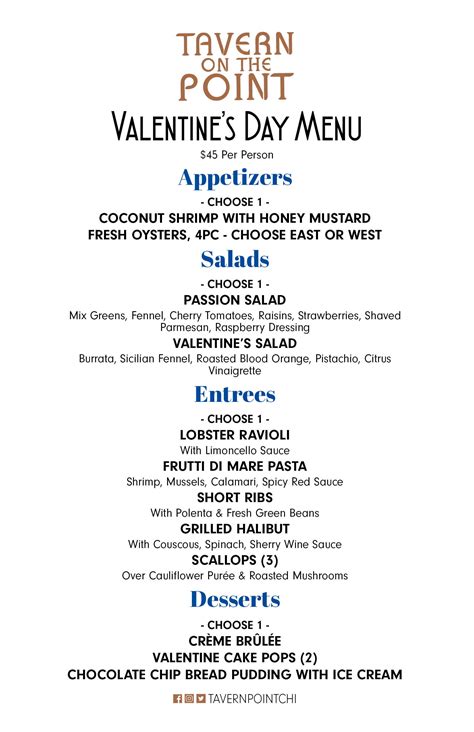 Valentine's Day Specials 2023 • Tavern On the Point