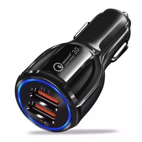 CARGADOR RAPIDO PARA AUTO DOBLE USB 2 FAST CHARGER QC 3 0 AUTO