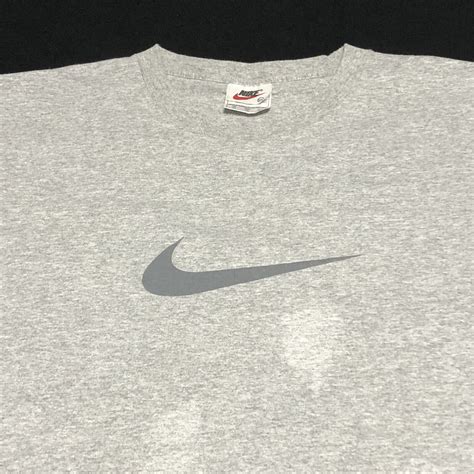 Vintage Nike Center Swoosh Logo Gray T Shirt 90s Size Gem