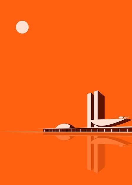 Paysage Urbain Dans Les Tons Orange Illustration Vectorielle D Un