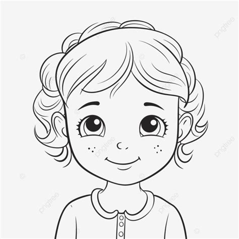 Un Dibujo Esquemático De Una Niña Con Un Lindo Dibujo De Cabello Vector