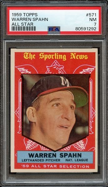 Lot Detail Topps Warren Spahn All Star Psa Nm