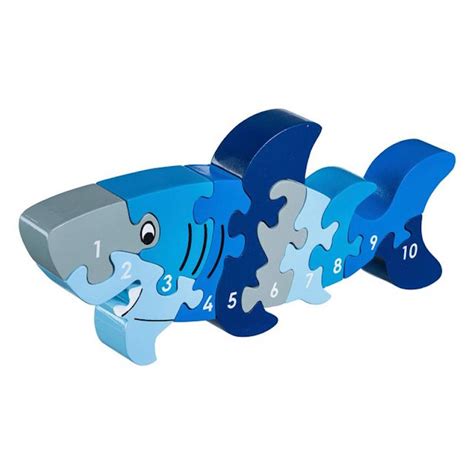 Puzzle Requin bois Chiffres 1 10 Lanka Kade jouet en bois recyclé