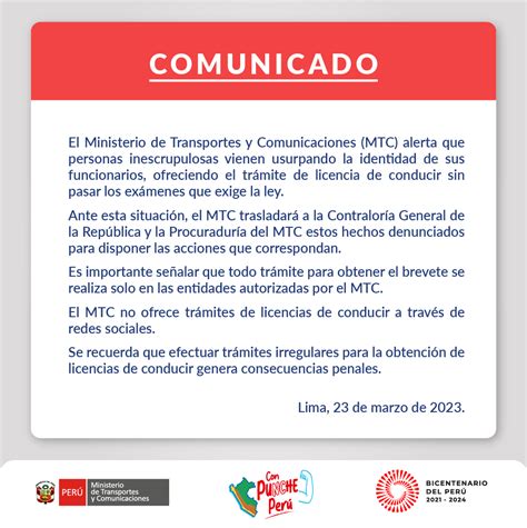 Ministerio De Transportes Y Comunicaciones On Twitter Atenci N