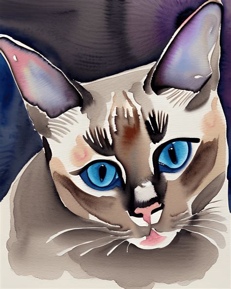 Siamese Cat Watercolor Graphic · Creative Fabrica